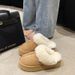 Hairy for women's outdoor wear, 2025 autumn and winter new style, thick soled high snow boots with plush toe cotton_vogvips.com