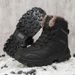 Casual Sports Men's Outdoor Warm Cotton Shoes Fashion Snow Boots Outdoor Hiking Shoes Black Velvet_vogvips.com