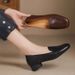Soft Leather Loafers Women's Thick Heel One-pedal Small Leather Shoes Low Heel Shallow Mouth Single Shoes_vogvips.com