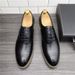 Euro Step British Style Lace-Up Black Business Formal Brogue Carved Casual Leather Korean Version Men's Wedding Pointed Shoes_vogvips.com