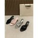 Women's Elegant Bow Detail Pointed Toe High Heel Sandals - Versatile Slip-On Dress Shoes For Casual & Formal Wear In Black, Pink & Silver_vogvips.com