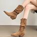 Pointed Toe Chunky Heel Slouch Mid-Calf 2024 Autumn Winter Brown Over-the-Knee Short For Petite Women Long Boots_vogvips.com