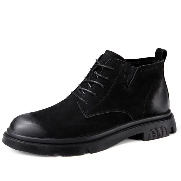 Top Martin Boots Men's Shoes Medium Tube Tooling Boots Velvet Warm Polish High-top Leather Boots Men_vogvips.com