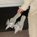 2025 New Women's Summer Open-Toe Mules For Outdoor Wear, Pointed Toe Bowknot Flat Lazy Mules, Plus Size_vogvips.com