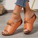 Large Size Casual Fashion Simple Metal Buckle Fish Mouth Slippers_vogvips.com