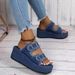 New Large Cripple With Cowboy Leather Buckle, One Step Stepping Cold For Women's Summer Outerwear, Thick Bottom Slippers_vogvips.com