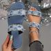Denim Diamond-embellished Flat Sandals, Summer Slimming Style, Plus Size, European And American Style_vogvips.com