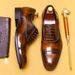 Formal business real cowhide pointed toe three-point Oxford shoes patent leather glossy black men's shoes_vogvips.com