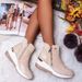 High-top Round Toe Ankle Winter Solid Color Hidden Wedge Side Zipper Martin Boots Plus Size Women's Shoes_vogvips.com