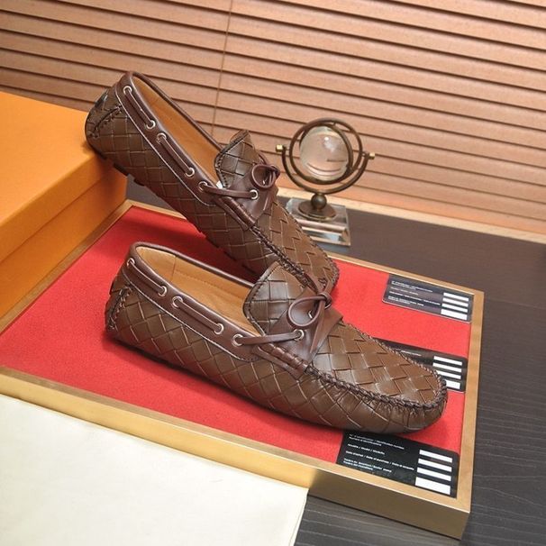 1:1 Brand Original Box Cowhide Round Toe Genuine Leather Loafers Slip-On Driver Shoes_vogvips.com