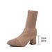 Slim Fit High Heels Ankle Boots For Women Knitted Pointed Toe Sock Boots Chunky Elastic Heel Single Boots For Autumn Winter_vogvips.com