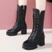 2019 Autumn Winter New Martin British Style Thick Heel Platform Mid-Calf Short Size 35-41 Stylish Motorcycle Boots For_vogvips.com