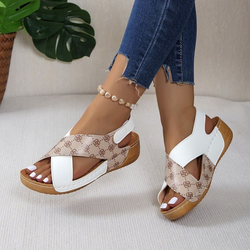 Large Size Fish Mouth Cross Muffin Platform Velcro Sandals For Women_vogvips.com