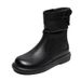 Belt Buckle Versatile Mid-Calf For Women 2024 Autumn Winter New Martin Korean Fashion Genuine Leather Wrinkled Short_vogvips.com