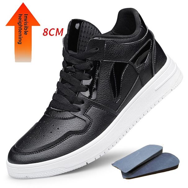 Board Shoes Men's Invisible Inner Height Increase Men's Shoes Cowhide Casual Shoes Student White Board Shoes_vogvips.com