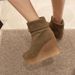 Plus Size Wedge Heel Slip On Fashion Boots,Suede Thick Sole, Winter Fleece Lined Ankle Boots, Women's Style Slim Boots._vogvips.com