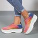 2024 Thick Color Gradient Flying Woven Sports For Women's Running Shoes, Sponge Sole Oversized Shoes 43_vogvips.com