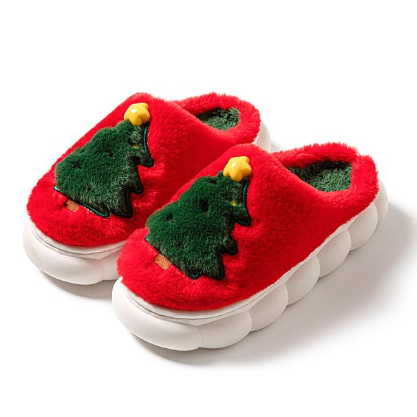 2024 New Christmas Tree Women's Home Unisex Autumn Winter Indoor Warm Cotton Thick Sole Slippers_vogvips.com