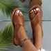 2025 Summer New European And American Casual Flat Cross-Strap Open-Toe Sandals, Cross-Border Plus Size Velcro Women's_vogvips.com