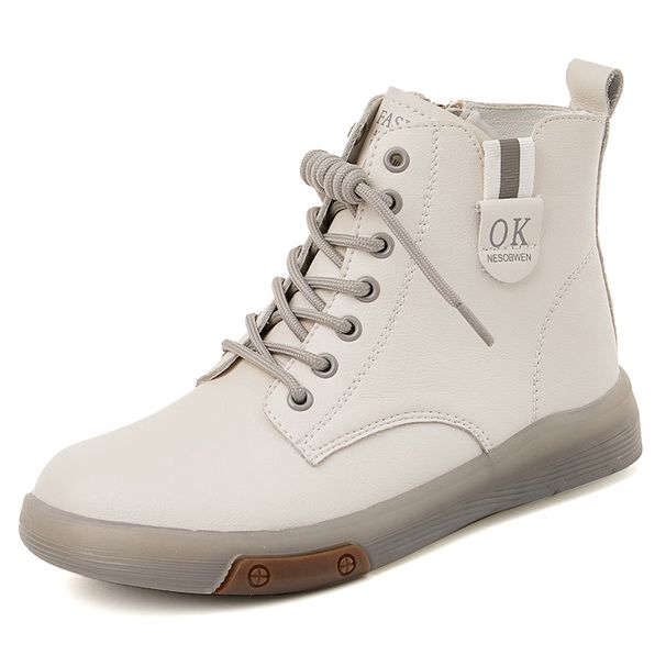 Genuine Leather Short Boots For Women, Autumn And Winter 2023 New College Style, Soft Sole, Casual High-top Women's_vogvips.com