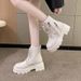 White Martin For Women 2025 New Double Zipper Motorcycle Autumn Winter Single British Style Thick Sole Height Increasing_vogvips.com