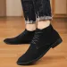 Four Seasons Work Boots For Man Winter Autumn Male Students Daily Walking Rubber Chelsea Booty Hightop Leather Shoes_vogvips.com