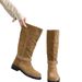 Genuine Leather Vintage Stacked 2025 New Model, Chunky Heel, Buckle Strap, Western Cowboy British Style Riding Long_vogvips.com