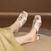 Luxury Chunky Heel Sandals Women, New Summer 2026 Model, High-end Metal Buckle, Suitable Pairing With Skirts, Stylish_vogvips.com