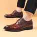 2025 Leather New Business Formal Casual Crocodile Pattern Men's British Korean Version Pointed Oversized Shoes_vogvips.com