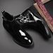 Martin Delivery Patent Leather Quick Zipper Embossed Black Men's Side Boots_vogvips.com