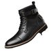 European Warm Series 2025 New British Style Men's Casual Martin Non-Slip Mid-Cut Pointed Leather Slip-On Work Boots_vogvips.com