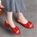 Mom's Comfortable Deep Cut Single Shoe, Anti Slip Leather Round Toe Plus Size Women's Shoes, Flat Bottom_vogvips.com