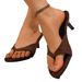 Cross-border Plus-size Vintage High-heeled Flip-flops Women, Simple And Elegant Stiletto Sandals For Outdoor Wear_vogvips.com