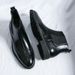 Men's Stylish Chelsea Boots With Distressed Finish - High Top Lace-Up Leather Boots For Autumn & Winter, Breathable & Comfortable, Sizes 38-46_vogvips.com