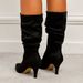 Women's Pointed Toe Slip-On Boots With Wrinkle Effect & Stiletto Heel - Suede Mid-Calf Fashion Boots For Fall & Winter (Sizes 35-42)_vogvips.com