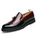 2026 New Lazy Man Slip-on Bean Shoes Men's Business Casual Crocodile Print 46 Large Size Fringed Leather Shoes Men_vogvips.com