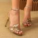 Women's Butterfly Decorative Rhinestone Cross Back Lift With Square Open Toe Stiletto Sandals_vogvips.com