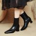 High Heel Short Boots For Women Spring And Autumn Single Boots 2025 New Small Square Toe Chunky Heel Slim Boots Brown French Mid-C_vogvips.com