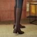 Plus Size Knitted Leather Socks New Over-the-Knee Slimming Elastic Mid-Calf Long Boots Women High Heel Square Toe_vogvips.com