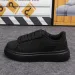 Cream White Quilted Stitch Platform Skate Shoes Wide Thick Laces Low Top Soft Leather Casual Men Sneakers_vogvips.com