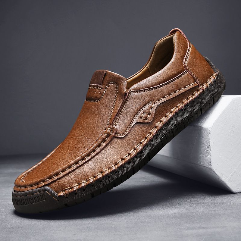 Plus-Size Trendy Driving Men's Shoes Breathable Genuine Leather Versatile Loafers Men's Business British Style Casual Le_vogvips.com