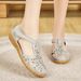 36-42 Size Cross-border Large-size Sandals With Closed Toe, Soft Sole, Lightweight, Velcro Fastening, Flat Beach Shoes,_vogvips.com