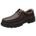Men's Casual Round Head Soft Sole Non-slip Rubber Thick-soled Lace-up Leather Shoes_vogvips.com