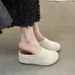 Women's Casual Woven Slippers Hidden Height Increase 7cm Thick Soled Birken Sandals Hollow out Closed Toe Spring Summer_vogvips.com