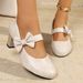 Cross-border Shallow Bow High-heeled New Chunky Heel Slip-on Shoes, Simple Women's Fashion 2026 For Commuting_vogvips.com