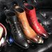 Men's Classic Pointed Toe Martin Boots - Stylish High Top Leather Boots For Autumn, Slip-Resistant & Comfortable, (Brown/Black/Red)_vogvips.com