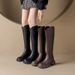 2023 New Women's Leather Shoes Over-the-Knee With Hidden For Short Stature Chunky Heel Wedge British Style Chimney Boots_vogvips.com