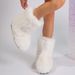 Faux Fox Fur Y2K Snow Boots Women's Winter Mid-Calf Faux Raccoon Fur Lined Boots Warm Slip-On Fashion Booties For Daily Wear_vogvips.com