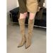 French Style Versatile High Thin Heel Pointed Toe For Women Spring And Autumn Side Zipper Slim Over-the-Knee Boots_vogvips.com