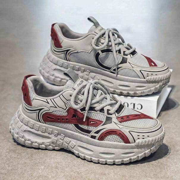 Men's Breathable Mesh Sneakers Chunky Dad Shoes Thick Sole Anti-slip Casual Trendy Lightweight Walking Shoes Spring Fall_vogvips.com